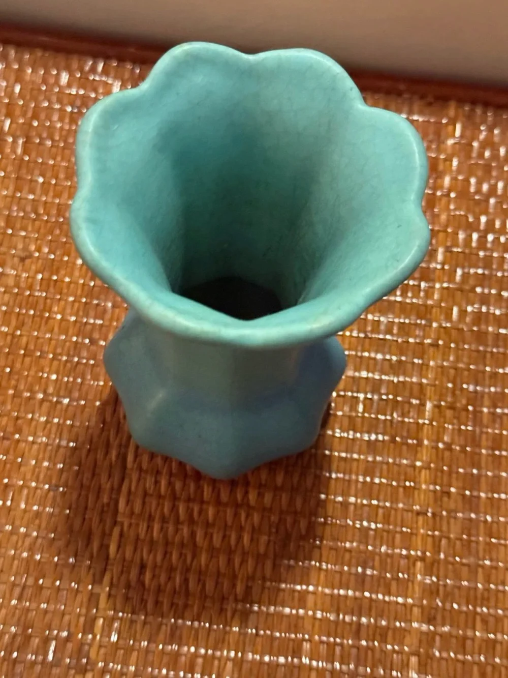 Vintage Turquoise Ceramic Bud Vase – Mid-Century Art Pottery